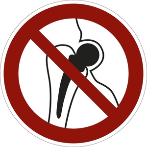 undefined, Verbotszeichen Keine schwere Last, VE 10 Stk Kunststoff, Ø 200 mm, Verbotszeichen, Verbot für Personen mit Implantaten aus Metall, VE 10 Stk, Folie, Ø 200 mm