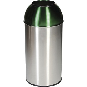 undefined, Edelstahl-Abfallsammler Volumen 40 l, BxHxT 350 x 740 x 350 mm Deckel grün, Abfallsammler Orgavente Edelstahl, Volumen 40 l, rund, ø 380 x H 740 mm, für den Innenbereich, grün