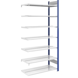 Ordner-Steckregal doppelseitig, Höhe 2350 mm BxT 1000 x 600 mm, Anbauregal, blau / grau