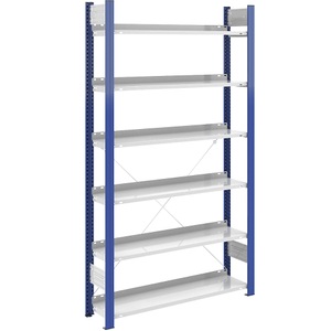 Ordner-Steckregal einseitig, Höhe 2000 mm BxT 1000 x 300 mm, Grundregal, blau / grau