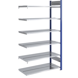 Ordner-Steckregal doppelseitig, Höhe 2000 mm BxT 1000 x 600 mm, Anbauregal, blau / verzinkt