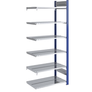 Ordner-Steckregal doppelseitig, Höhe 2000 mm BxT 750 x 600 mm, Anbauregal, blau / verzinkt