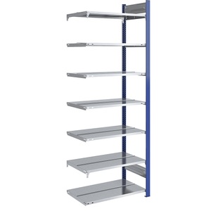 Ordner-Steckregal doppelseitig, Höhe 2350 mm BxT 750 x 600 mm, Anbauregal, blau / verzinkt