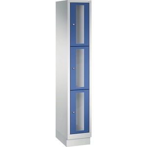 CP, CP CLASSIC Fächerschrank, Fachhöhe 510 mm, mit Sockel 3 Fächer, Breite 320 mm Tür enzianblau, 