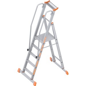 Layher, Layher Alu-Plattformleiter einseitig begehbar, klappbar 5 Stufen, Layher Alu-Podestleiter, einseitig begehbar, klappbar, 5 Stufen