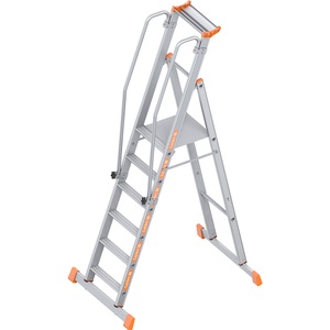 Layher, Layher Alu-Plattformleiter einseitig begehbar, klappbar 6 Stufen, Layher Alu-Podestleiter, einseitig begehbar, klappbar, 6 Stufen