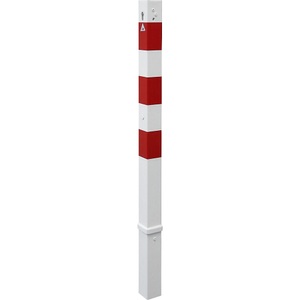 undefined, Absperrpfosten, 70 x 70 mm, weiß / rot herausnehmbar mit Profilzylinder ohne Öse, Schake Absperrpfosten, 70 x 70 mm, weiß / rot, herausnehmbar mit Profilzylinder, ohne Öse