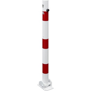 undefined, Absperrpfosten, Ø 60 mm, weiß / rot klappbar mit Profilzylinder ohne Öse, Schake Absperrpfosten, Ø 60 mm, weiß / rot, klappbar mit Profilzylinder, ohne Öse