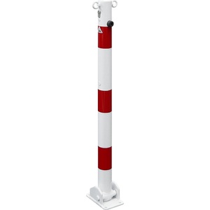 undefined, Absperrpfosten, Ø 60 mm, weiß / rot klappbar mit Profilzylinder mit 2 Ösen, Schake Absperrpfosten, Ø 60 mm, weiß / rot, klappbar mit Profilzylinder, mit 2 Ösen