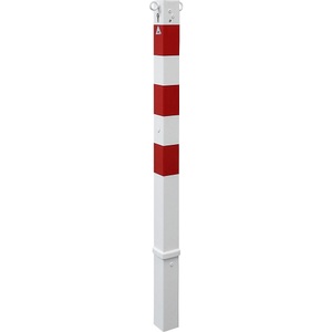 undefined, Absperrpfosten, 70 x 70 mm, weiß / rot herausnehmbar mit Profilzylinder mit 2 Ösen, Schake Absperrpfosten, 70 x 70 mm, weiß / rot, herausnehmbar mit Profilzylinder, mit 2 Ösen