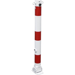 undefined, Absperrpfosten, Ø 76 mm, weiß / rot klappbar mit 2 Ösen, Schake Absperrpfosten, Ø 76 mm, weiß / rot, klappbar, mit 2 Ösen