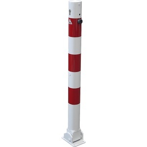 undefined, Absperrpfosten, Ø 76 mm, weiß / rot klappbar mit Profilzylinder ohne Öse, Schake Absperrpfosten, Ø 76 mm, weiß / rot, klappbar mit Profilzylinder, ohne Öse