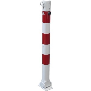 undefined, Absperrpfosten, Ø 76 mm, weiß / rot klappbar mit Profilzylinder mit 1 Öse, Schake Absperrpfosten, Ø 76 mm, weiß / rot, klappbar mit Profilzylinder, mit 1 Öse