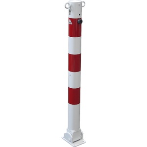 undefined, Absperrpfosten, Ø 76 mm, weiß / rot klappbar mit Profilzylinder mit 2 Ösen, Schake Absperrpfosten, Ø 76 mm, weiß / rot, klappbar mit Profilzylinder, mit 2 Ösen