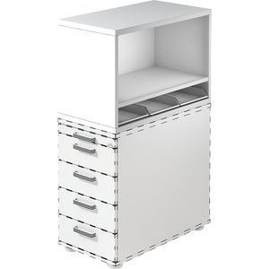undefined, RENATUS - Containeraufsatz HxBxT 530 x 428 x 800 mm weiß, Aufsatzregal Breno, für Standcontainer Breno, inkl. 3 Kunststoffeinsätze, B 428 x T 800 x H 530 mm, Spanplatte, Weiss