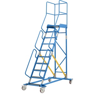 EUROKRAFT, EUROKRAFT Mobile Podestleiter PREMIUM Siebdruck-Stufeneinlagen 10 Stufen, eurokraft pro Mobile Podestleiter, Siebdruck-Stufeneinlage, 10 Stufen