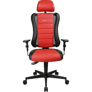 Topstar, Topstar Bürodrehstuhl SITNESS RS inkl. Kopfstütze und Armlehnen schwarz / rot, Gaming Stuhl SITNESS RS, 3D-Sitzfläche, Synchronmechanik, Sitzzeit 8 Std., schwarz/rot