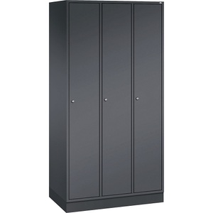 CP, CP INTRO Stahl-Garderobenschrank Breite 920 mm, 3 Abteile Korpus schwarzgrau, Türen schwarzgrau, C+P INTRO Stahl-Garderobenschrank, Breite 920 mm, 3 Abteile, Korpus schwarzgrau, Türen schwarzgrau