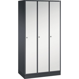 CP, CP INTRO Stahl-Garderobenschrank Breite 920 mm, 3 Abteile Korpus schwarzgrau, Türen lichtgrau, C+P INTRO Stahl-Garderobenschrank, Breite 920 mm, 3 Abteile, Korpus schwarzgrau, Türen lichtgrau