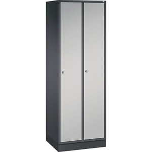 CP, CP INTRO Stahl-Garderobenschrank Breite 620 mm, 2 Abteile Korpus schwarzgrau, Türen weißaluminium, C+P INTRO Stahl-Garderobenschrank, Breite 620 mm, 2 Abteile, Korpus schwarzgrau, Türen weißaluminium