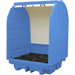 undefined, PE-Gefahrstoffdepot mit Jalousie für 4 x 200-l-Fässer Auffangvolumen 410 l, eurokraft basic PE-Gefahrstoffdepot mit Jalousie, für 4 x 200-l-Fässer, Auffangvolumen 410 l