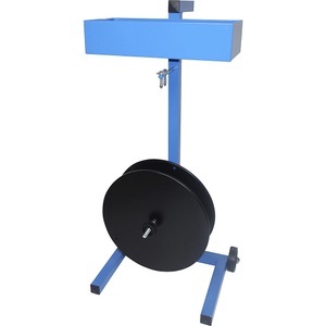 undefined, Abroller für Kunststoff-Umreifungsband für Bandbreite 13 - 16 mm, fahrbar, mit Ablagefach Kern-Ø 62 mm, ratioform Bandabroller für PP-Band, für Kurzrollen, Bandbreite 13 - 16 mm, fahrbar, mit Ablagefach
