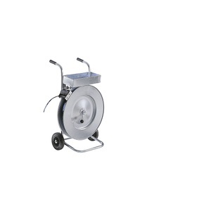 undefined, Stahlbandabroller für Stahlband mit Packenwicklung fahrbar mit Ablagekasten, ratioform Bandabroller für Stahlband, für Packenwicklung, Bandbreite 13 - 19 mm, fahrbar, mit Ablagefach und Ablaufbremse