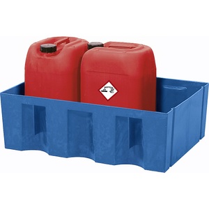 undefined, Auffangwanne aus PE Auffangvolumen 60 l, Boden- / Paletten-Wanne ohne Gitterrost, Auffangwanne für 60-Liter-Gebinde, HxBxT 235 x 725 x 525 mm, ohne Gitterrost