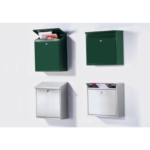 undefined, Briefkasten, Briefkasten, mit geradem Dach, HxBxT 320 x 360 x 100 mm, Edelstahl