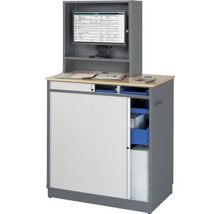 RAU, RAU Computer-Arbeitsplatz HxBxT 1820 x 1030 x 660 mm, mit Monitorgehäuse anthrazit-metallic / enzianblau, RAU Computer-Arbeitsplatz, HxBxT 1810 x 1030 x 660 mm, mit Monitorgehäuse, anthrazit-metallic / enzianblau