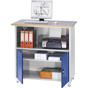 RAU, RAU PC-Tisch mit durchgehendem Fachboden lichtgrau RAL 7035 / enzianblau RAL 5010, RAU PC-Tisch, mit durchgehendem Fachboden, lichtgrau RAL 7035 / enzianblau RAL 5010