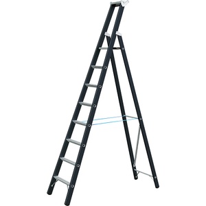 Zarges, ZARGES Schwerlast-Stehleiter einseitig begehbar 8 Sprossen inkl. Plattform, ZARGES Z600 41149 Aluminium Stufen-Stehleiter klappbar 11.7 kg
