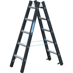 Zarges, ZARGES Schwerlast-Stehleiter beidseitig begehbar 2 x 5 Sprossen, ZARGES Z600 41190 Aluminium Stufen-Stehleiter klappbar 8 kg