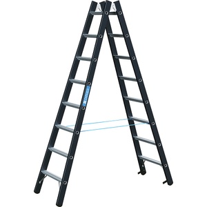 Zarges, ZARGES Schwerlast-Stehleiter beidseitig begehbar 2 x 8 Sprossen, ZARGES Z600 41192 Aluminium Stufen-Stehleiter klappbar 11.9 kg