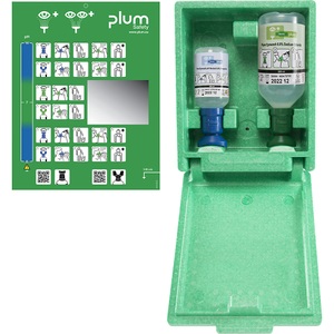 undefined, Notfall-Wandbox mit Augenspülflaschen, 1 x Kochsalzlösung, 1 x Phosphatpufferlösung, HxBxT 270 x 225 x 110 mm, Notfall-Wandbox mit Augenspülflaschen, 500 ml 0,9 % NaCl, 200 ml pH-neutral, steril