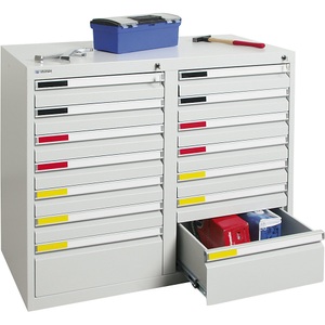 undefined, Schubladenschrank Breite 1000 mm, 14 Schubladen lichtgrau, Schubladenschrank, Breite 1000 mm, 14 Schubladen, lichtgrau