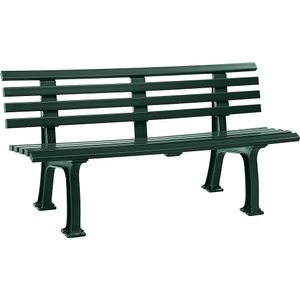 undefined, Parkbank aus Kunststoff mit 9 Leisten Breite 1500 mm, moosgrün, Sitzbank Bern, Länge 1.500 mm, 2-füssig, grün