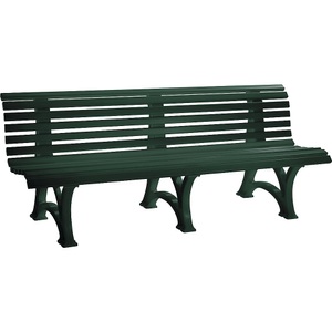 undefined, Parkbank aus Kunststoff mit 13 Leisten Breite 2000 mm, moosgrün, Sitzbank Genf, Länge 2.000 mm, 3-füssig, grün