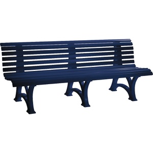 undefined, Parkbank aus Kunststoff mit 13 Leisten Breite 2000 mm, stahlblau, Sitzbank Genf, Länge 2.000 mm, 3-füssig, blau