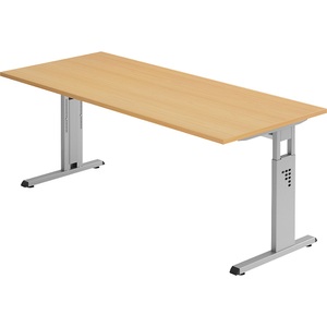 FINO - Schreibtisch mit C-Fußgestell höhenverstellbar 680 - 760 mm, BxT 1800 x 800 mm Buche-Dekor
