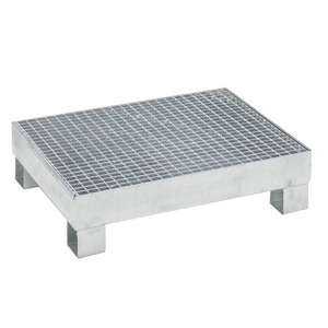 QUIPO, QUIPO Auffangwanne für 60 l LxBxH 800 x 900 x 220 mm, mit Zulassung feuerverzinkt, mit Gitterrost, eurokraft basic Auffangwanne für 60 l, LxBxH 800 x 900 x 220 mm, mit Zulassung, feuerverzinkt, mit Gitterrost