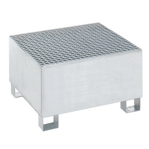 QUIPO, QUIPO Auffangwanne für 200-l-Fässer LxBxH 800 x 800 x 465 mm, mit Zulassung feuerverzinkt, mit Gitterrost, eurokraft basic Stahl-Auffangwanne für 200-l-Fässer, LxBxH 800 x 800 x 465 mm, mit Zulassung, feuerverzinkt, mit Gitterrost