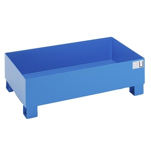 QUIPO, QUIPO Auffangwanne für 200-l-Fässer LxBxH 1200 x 800 x 360 mm, mit Zulassung blau pulverbeschichtet, ohne Gitterrost, eurokraft basic Stahl-Auffangwanne für 200-l-Fässer, LxBxH 1200 x 800 x 360 mm, mit Zulassung, blau pulverbeschichtet, ohne Gitterrost