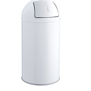 Helit, helit Push-Abfallbehälter Volumen 50 l, HxØ 745 x 360 mm weiß, helit Push-Abfallbehälter aus Stahl, Volumen 50 l, HxØ 745 x 360 mm, weiß