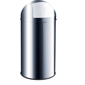 Helit, helit Push-Abfallbehälter Volumen 30 l, HxØ 650 x 300 mm Edelstahl, helit Push-Abfallbehälter aus Stahl, Volumen 30 l, HxØ 650 x 300 mm, Edelstahl