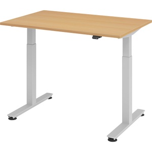 undefined, UPLINER - Schreibtisch, elektrisch höhenverstellbar BxT 1200 x 800 mm Dekor Buche, BASIC Schreibtisch, elektrisch höhenverstellbar, BxT 1.200 x 800 mm, Buche
