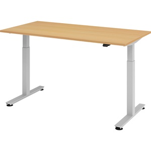 undefined, UPLINER - Schreibtisch, elektrisch höhenverstellbar BxT 1600 x 800 mm Dekor Buche, BASIC Schreibtisch, elektrisch höhenverstellbar, BxT 1.600 x 800 mm, Buche