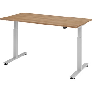 undefined, UPLINER - Schreibtisch, elektrisch höhenverstellbar BxT 1600 x 800 mm Dekor Nussbaum, UPLINER - Schreibtisch, elektrisch höhenverstellbar, gerade, BxT 1600 x 800 mm, Nussbaum/alusilber