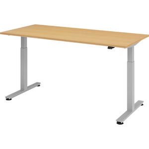 undefined, UPLINER - Schreibtisch, elektrisch höhenverstellbar BxT 1800 x 800 mm Dekor Buche, Schreibtisch Ulm, elektrisch höhenverstellbar, T-Fuss, B 1800 mm, Buche-Dekor
