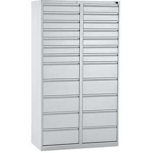 QUIPO, QUIPO Schubladenschrank, Stahl HxBxT 1800 x 1000 x 500 mm, 24 Schubladen Schubladen lichtgrau, eurokraft basic Schubladenschrank, Stahl, HxBxT 1800 x 1000 x 500 mm, 24 Schubladen, Schubladen lichtgrau